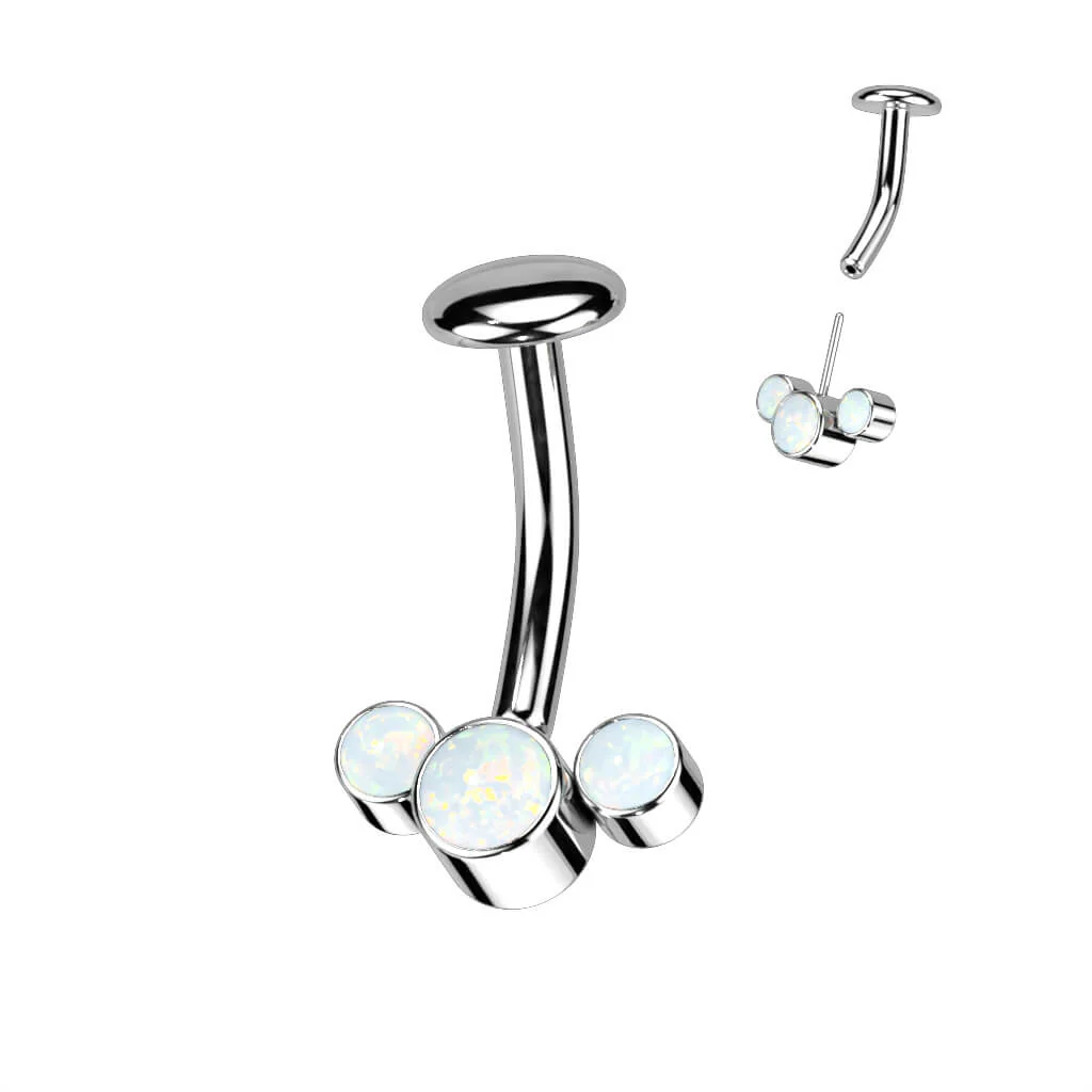 Titan Bauchnabelpiercing 3 Opal Silber Push-In - Image 3