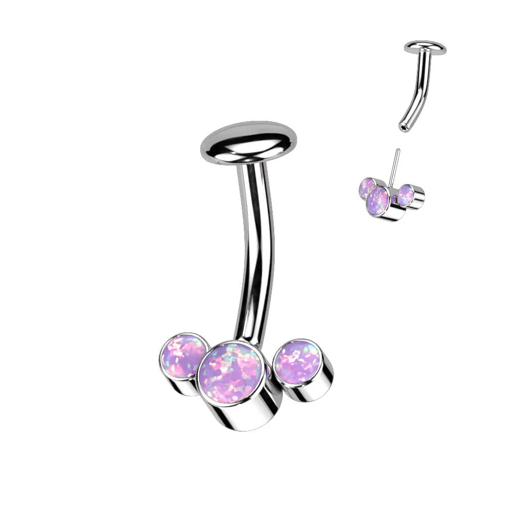Titan Bauchnabelpiercing 3 Opal Silber Push-In - Image 5
