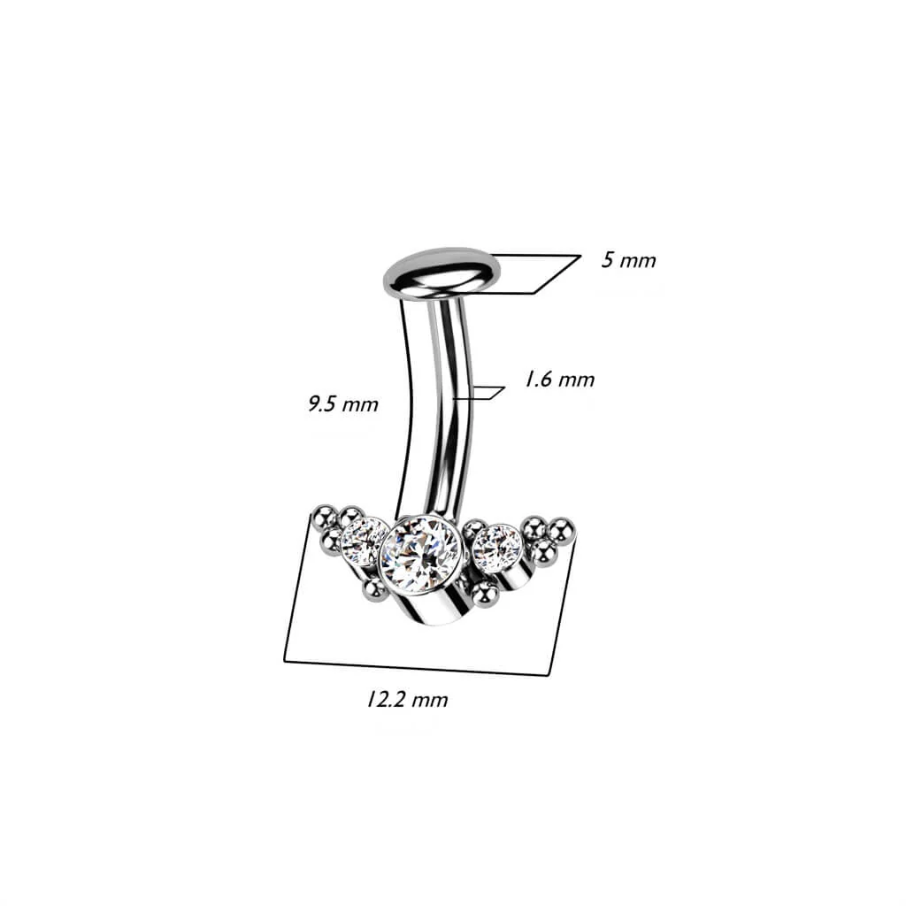 Titan Bauchnabelpiercing 3 Zirkonia Silber Push-In - Image 7
