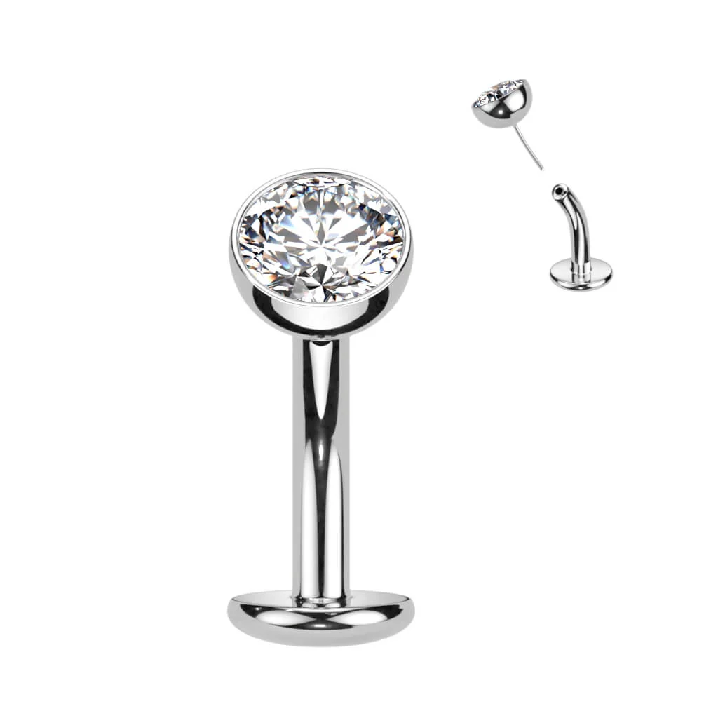 Titan Bauchnabelpiercing Halbkugel Zirkonia Push-In - Image 4