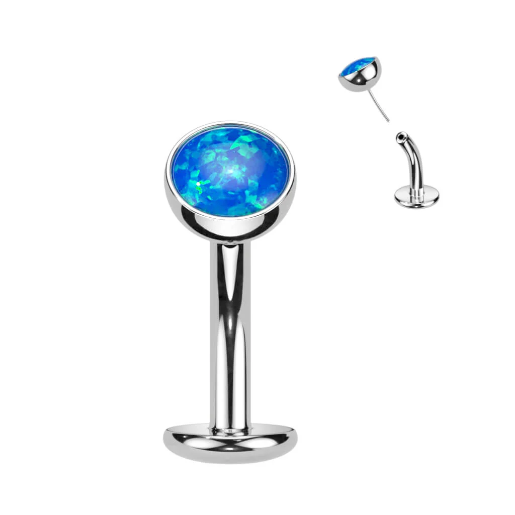 Titan Bauchnabelpiercing Halbkugel Opal Push-In - Image 2