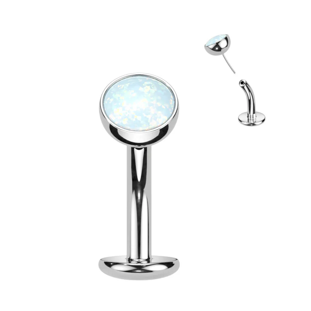 Titan Bauchnabelpiercing Halbkugel Opal Push-In - Image 3