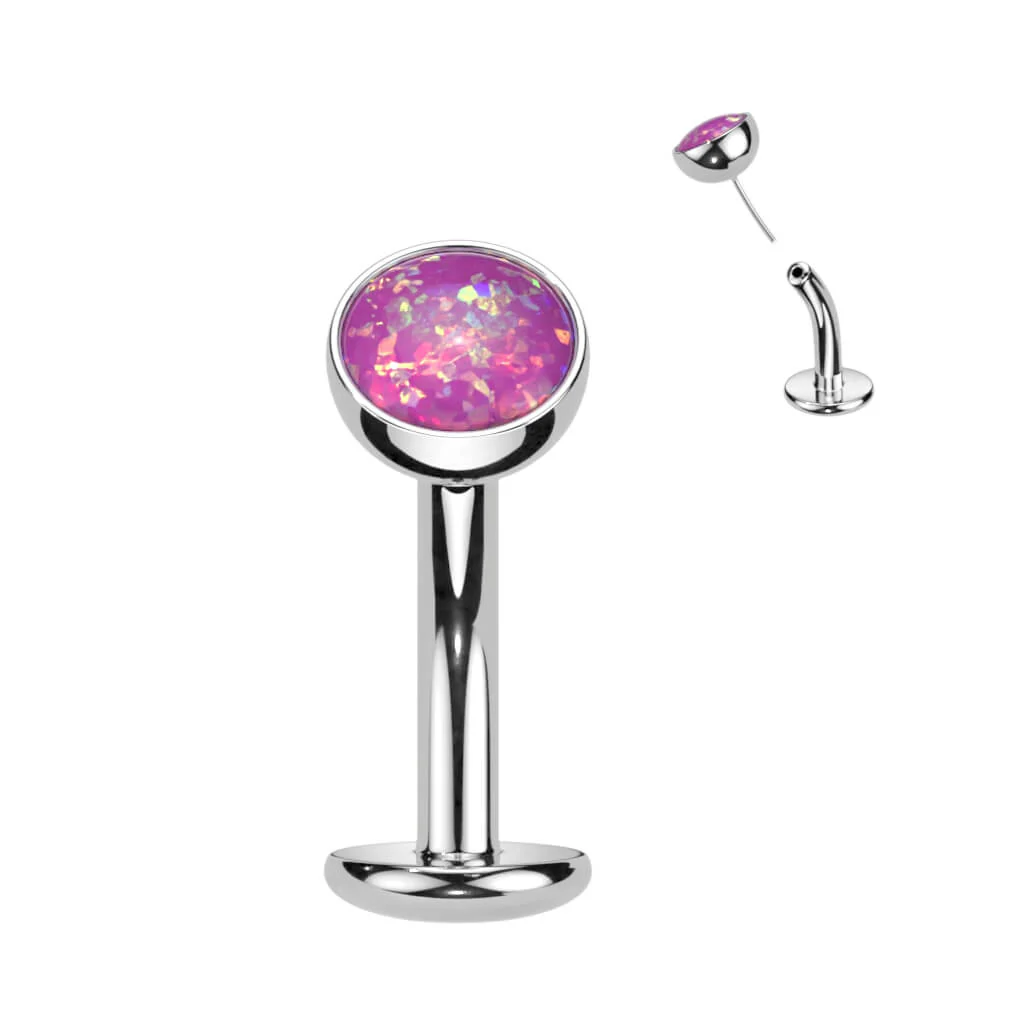 Titan Bauchnabelpiercing Halbkugel Opal Push-In - Image 5