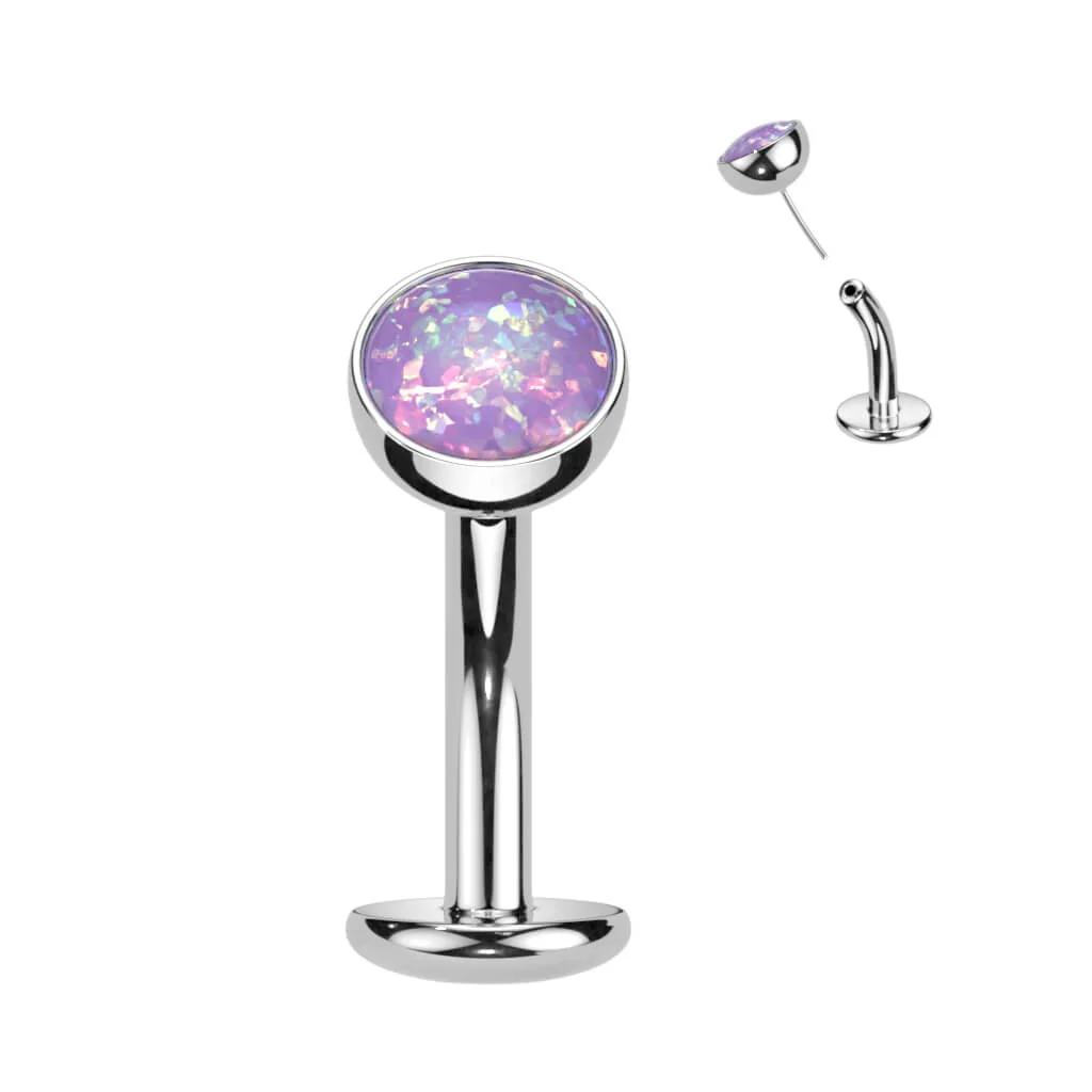 Titan Bauchnabelpiercing Halbkugel Opal Push-In - Image 6