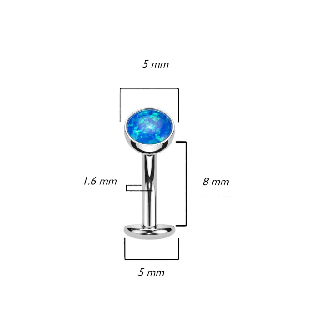 Titan Bauchnabelpiercing Halbkugel Opal Push-In - Image 7