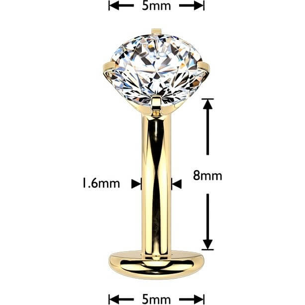 Titan Bauchnabelpiercing Krappenfassung Zirkonia Push-In - Image 8