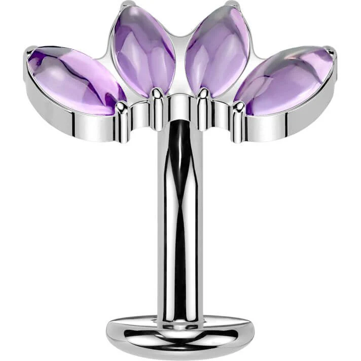 Titan Bauchnabelpiercing Marquise Schliff Naturstein Push-In - Image 3