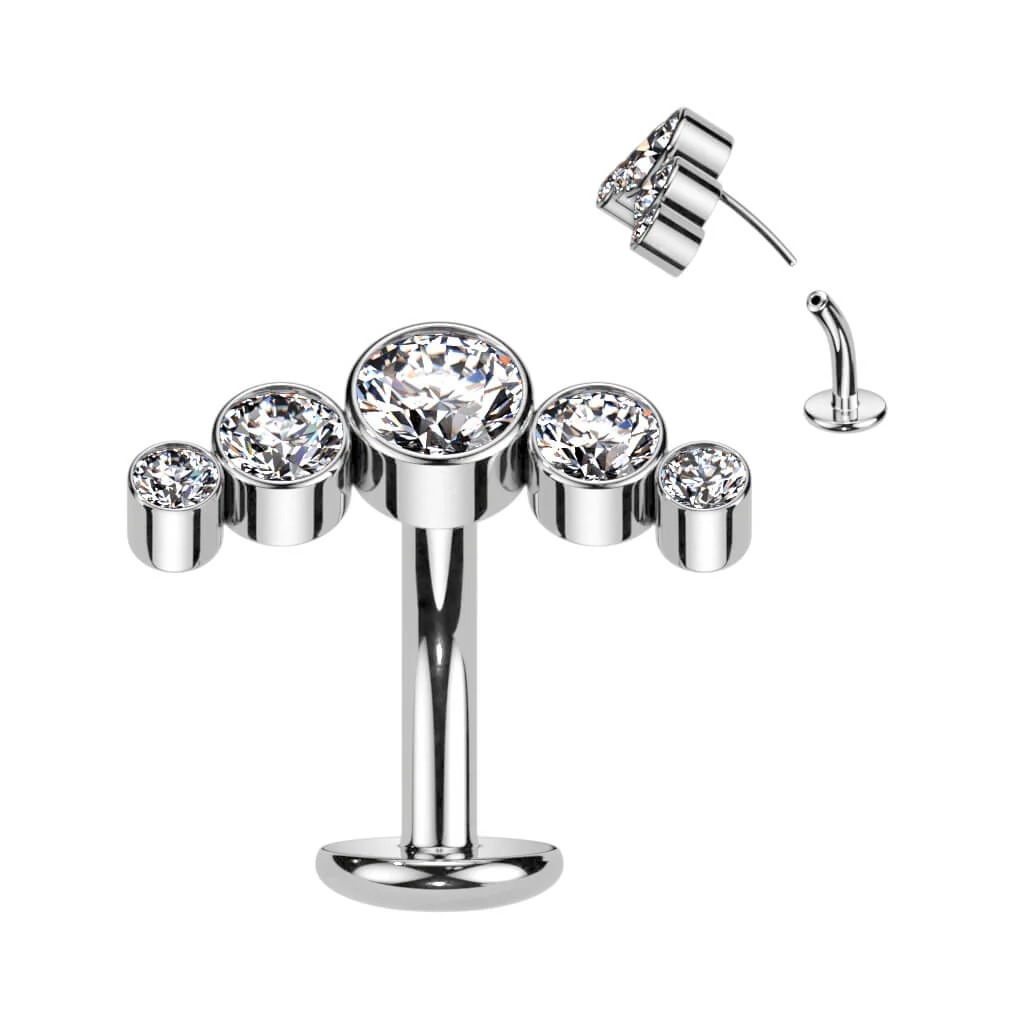 Titan Bauchnabelpiercing 5 Zirkonia Silber Push-In - Image 4