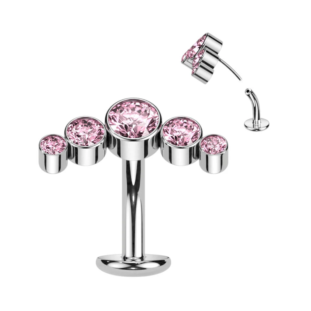 Titan Bauchnabelpiercing 5 Zirkonia Silber Push-In - Image 5