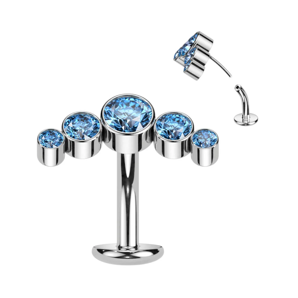 Titan Bauchnabelpiercing 5 Zirkonia Silber Push-In - Image 6