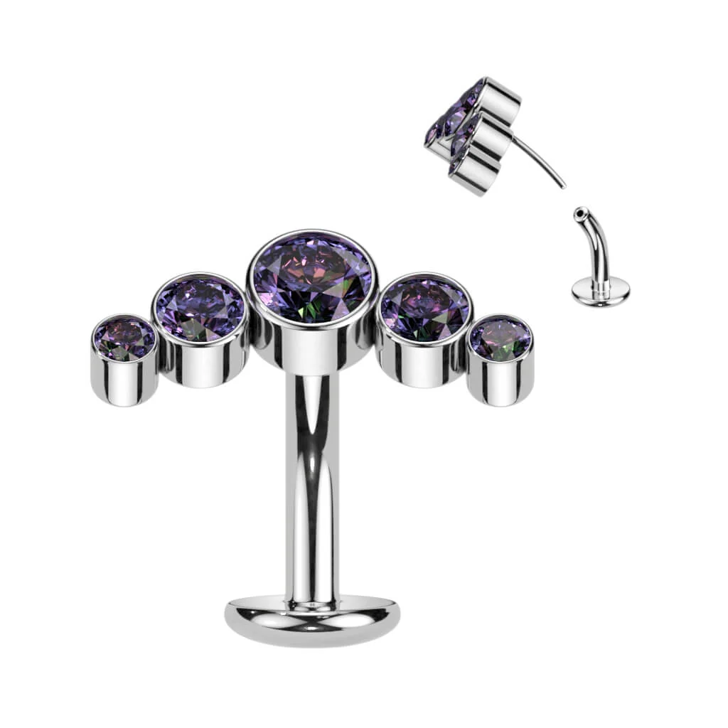 Titan Bauchnabelpiercing 5 Zirkonia Silber Push-In - Image 7