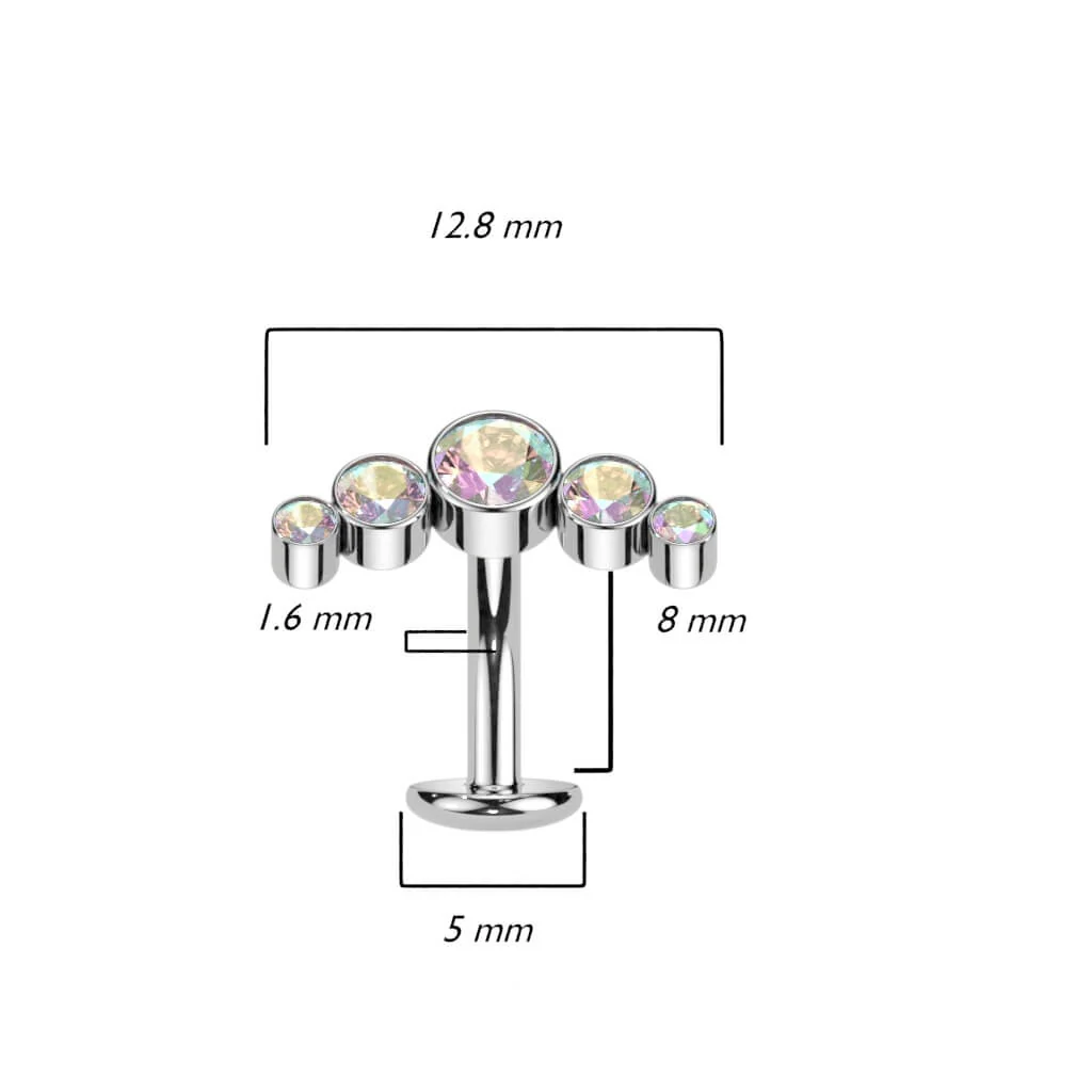Titan Bauchnabelpiercing 5 Zirkonia Silber Push-In - Image 8