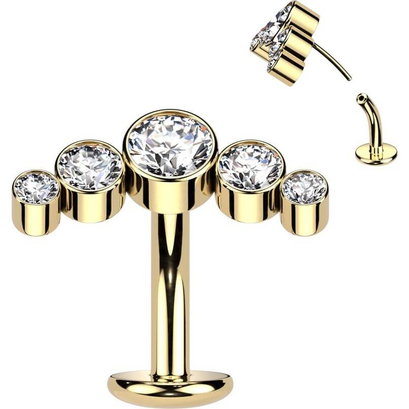Titan Bauchnabelpiercing 5 Zirkonia Silber Push-In - Image 9