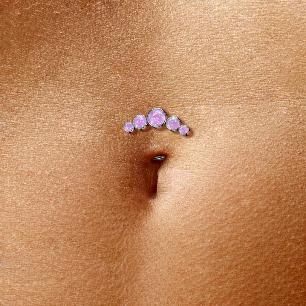 Titan Bauchnabelpiercing 5 Opal Silber Push-In - Image 4