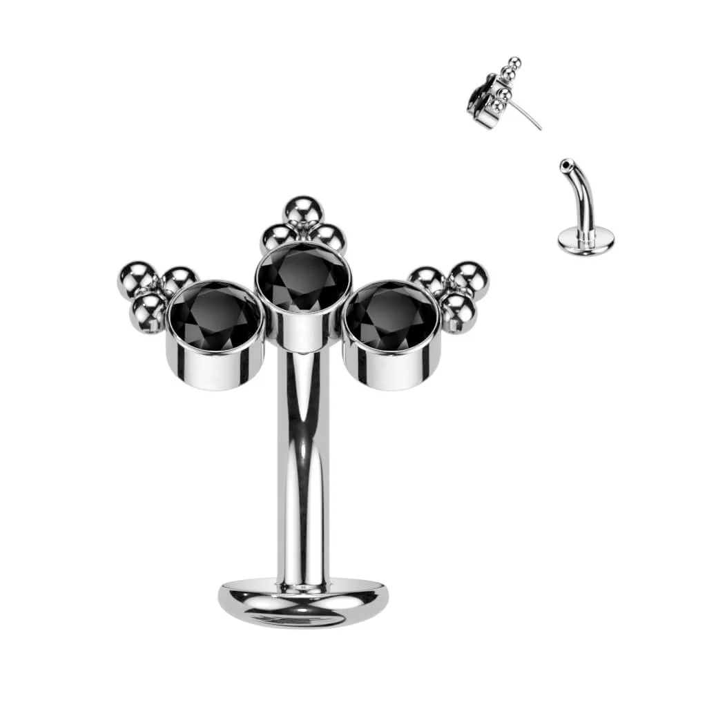 Titan Bauchnabelpiercing 3 Zirkonia Silber Push-In - Image 5