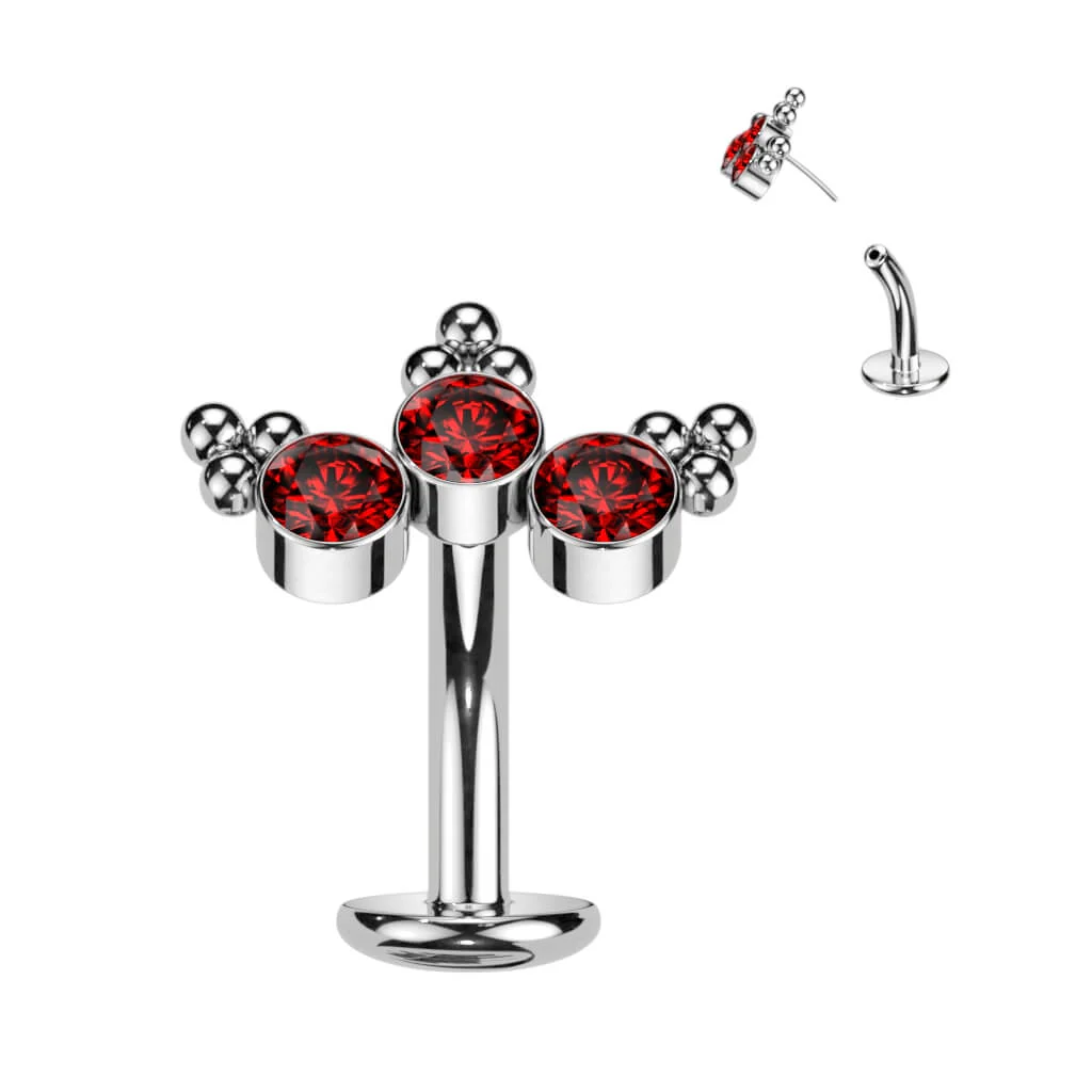 Titan Bauchnabelpiercing 3 Zirkonia Silber Push-In - Image 6