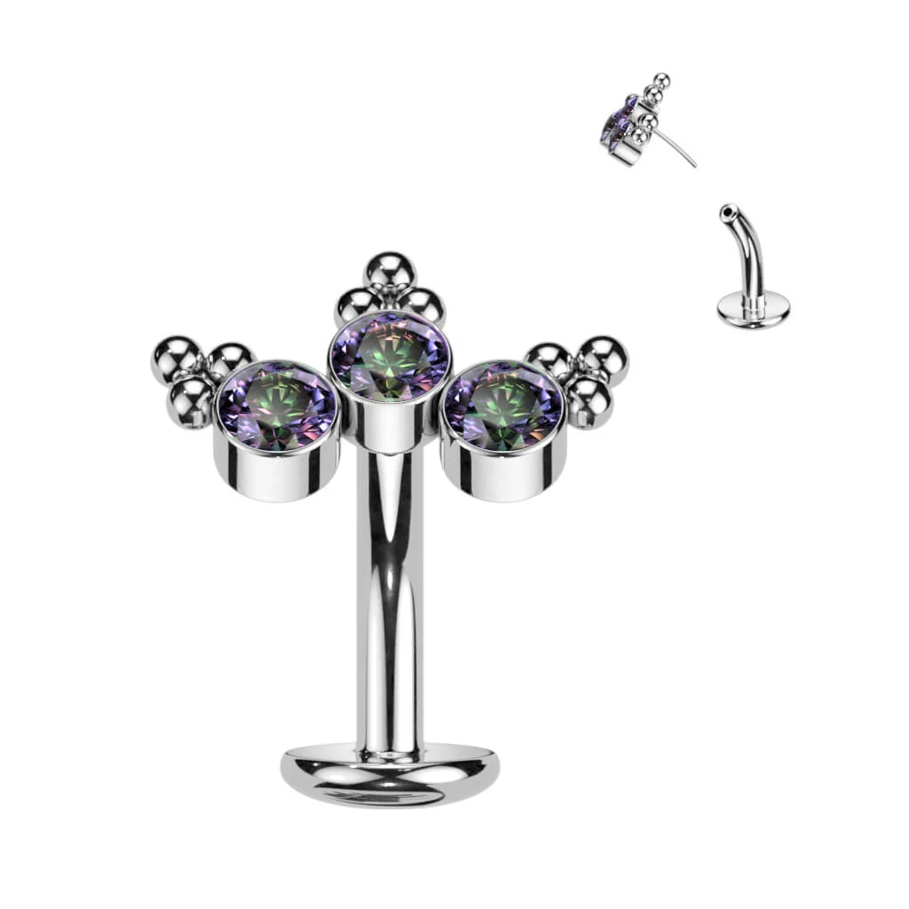 Titan Bauchnabelpiercing 3 Zirkonia Silber Push-In - Image 7