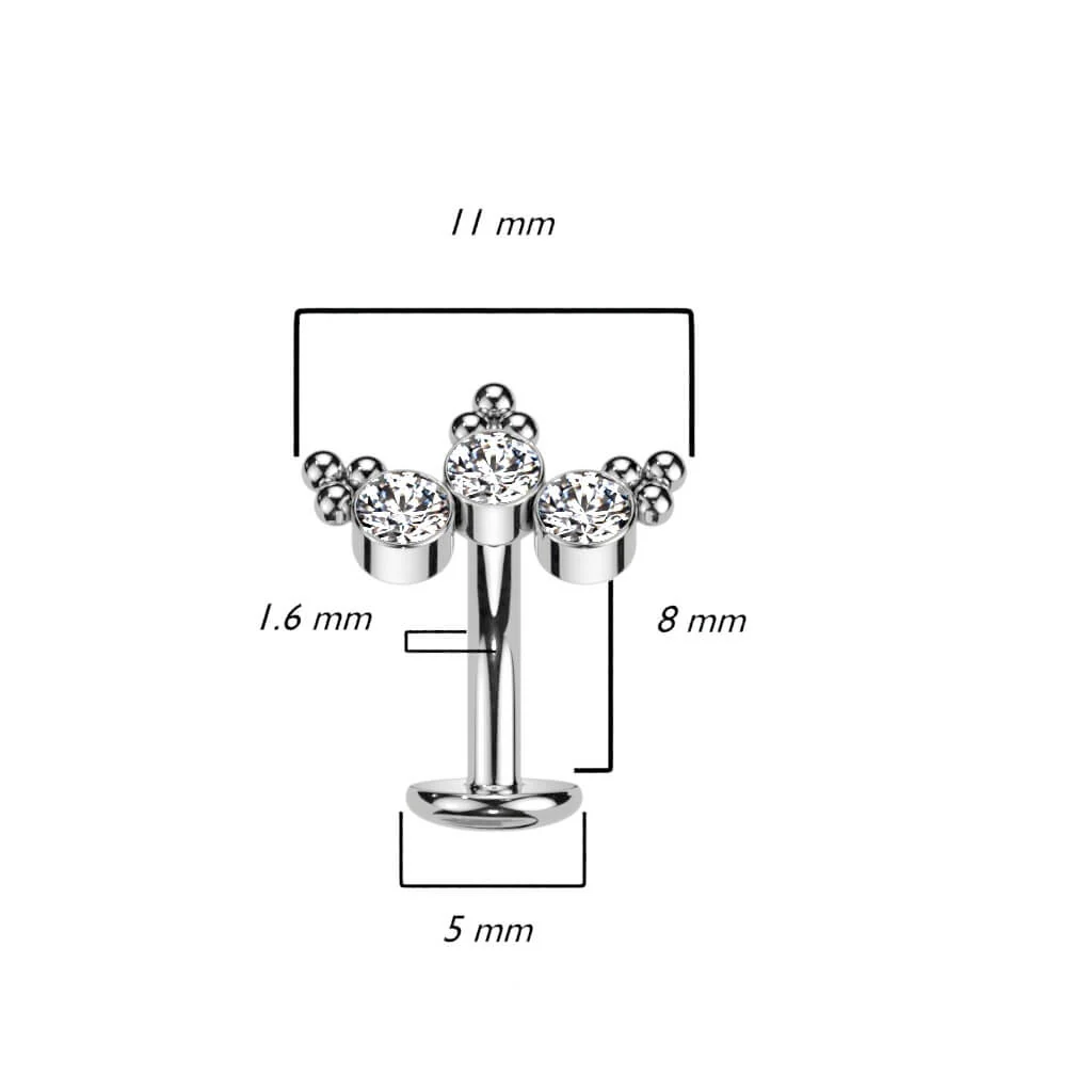 Titan Bauchnabelpiercing 3 Zirkonia Silber Push-In - Image 8
