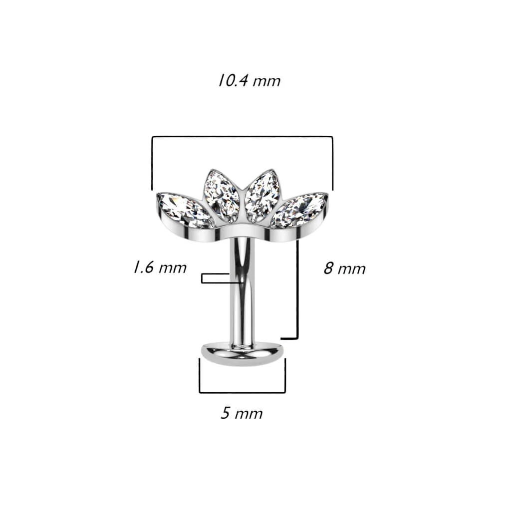 Titan Bauchnabelpiercing Marquise Schliff 4 Zirkonia Push-In - Image 10