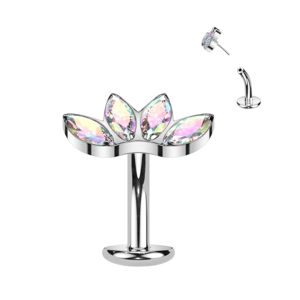 Titan Bauchnabelpiercing Marquise Schliff 4 Zirkonia Push-In - Image 2