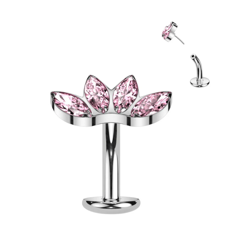 Titan Bauchnabelpiercing Marquise Schliff 4 Zirkonia Push-In - Image 6