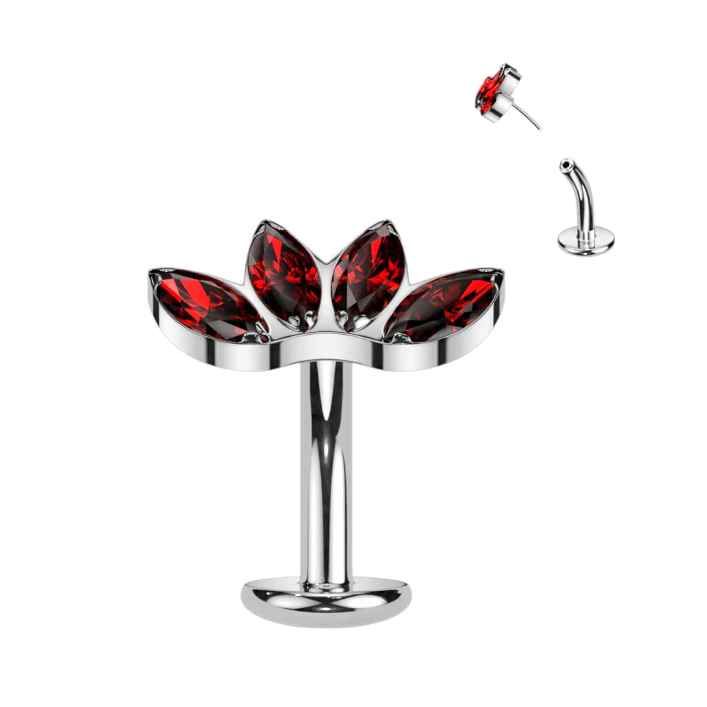 Titan Bauchnabelpiercing Marquise Schliff 4 Zirkonia Push-In - Image 7