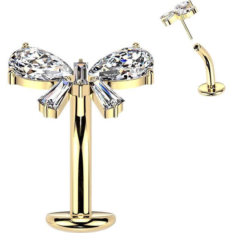 Titan Bauchnabelpiercing Schleife Zirkonia Push-In - Image 2