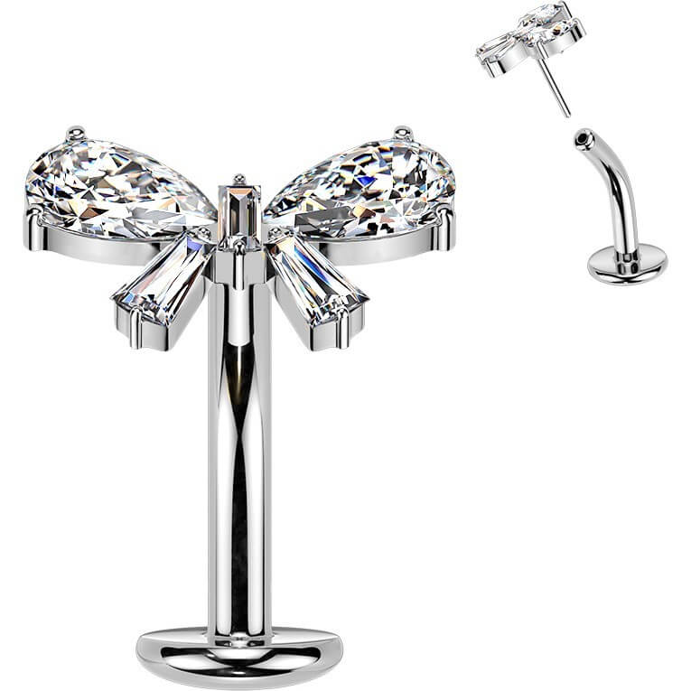 Titan Bauchnabelpiercing Schleife Zirkonia Push-In - Image 3