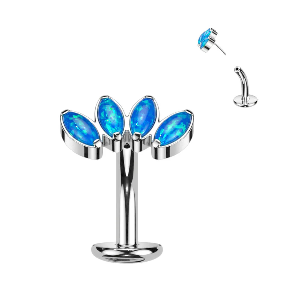 Titan Bauchnabelpiercing Marquise Schliff 4 Opal Push-In - Image 2