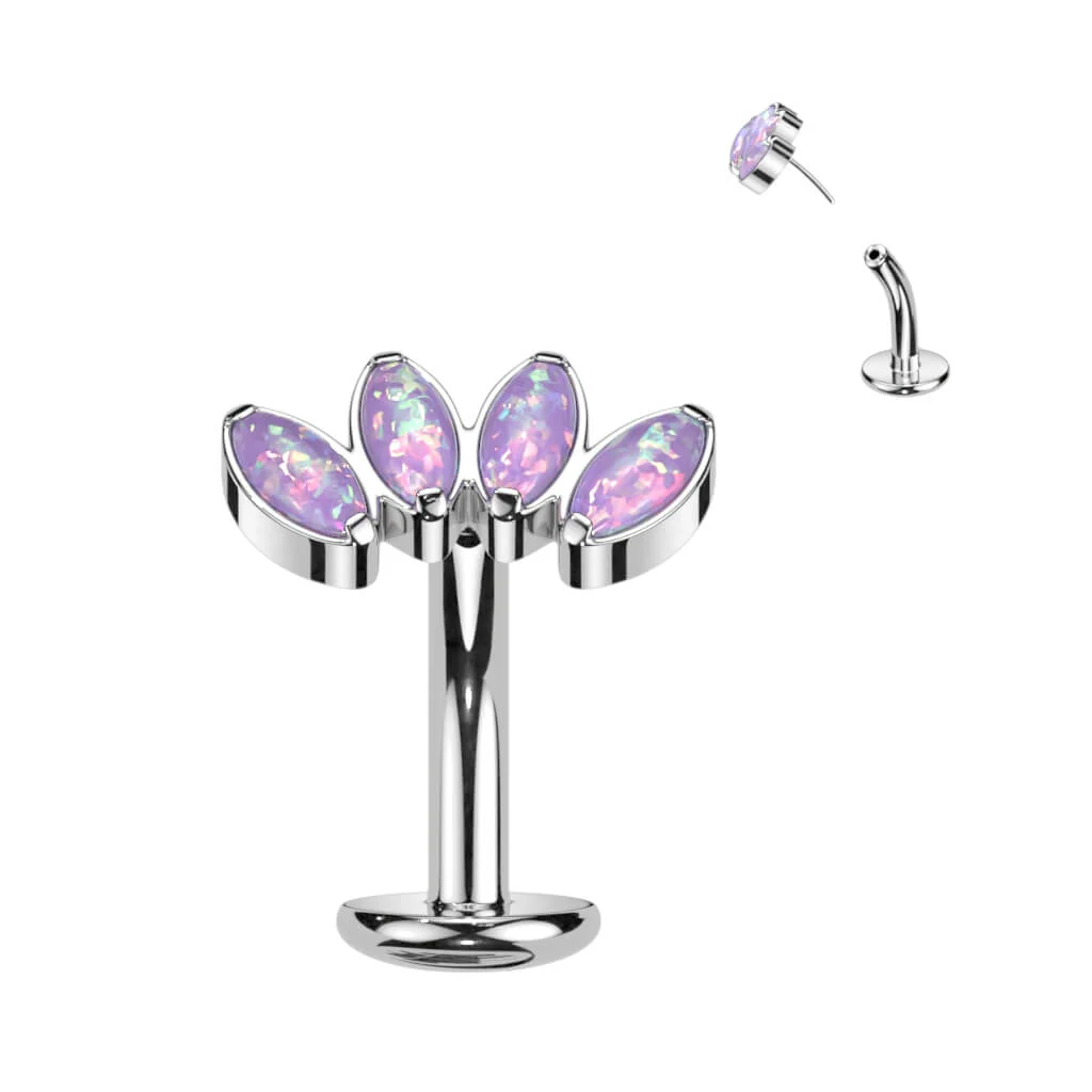 Titan Bauchnabelpiercing Marquise Schliff 4 Opal Push-In - Image 6