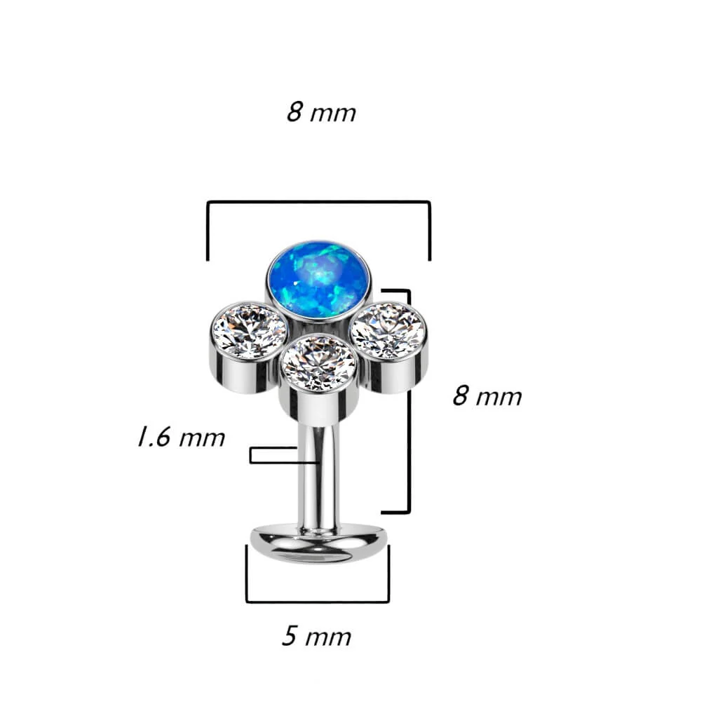 Titan Bauchnabelpiercing Zirkonia Opal Silber Push-In - Image 3