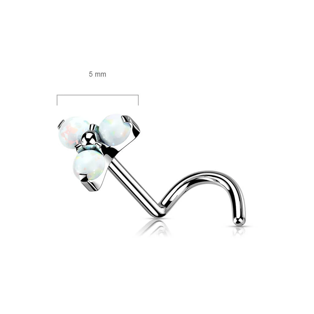 Titan Nasenstecker Dreieck Zirkonia Opal Silber Push-In - Image 3