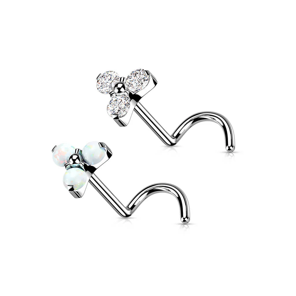 Titan Nasenstecker Dreieck Zirkonia Opal Silber Push-In - Image 5