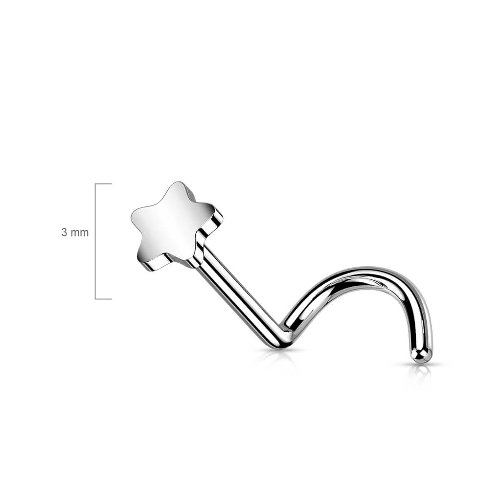 Titan Nasenstecker Stern Silber Push-In - Image 3