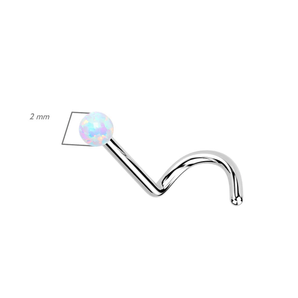 Titan Nasenstecker Kugel Opal Silber Push-In - Image 6