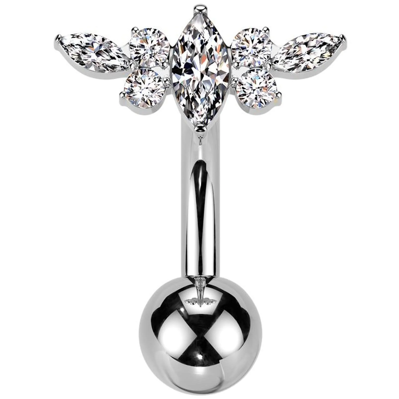 Titan Bauchnabelpiercing Zirkoniasteine Push-In