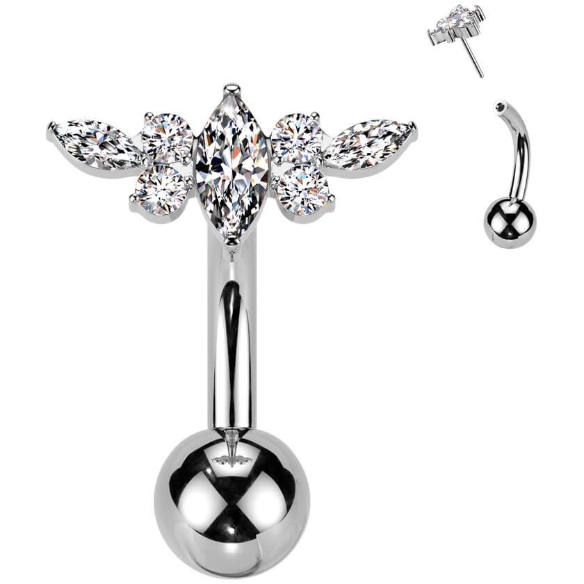 Titan Bauchnabelpiercing Zirkoniasteine Push-In - Image 3