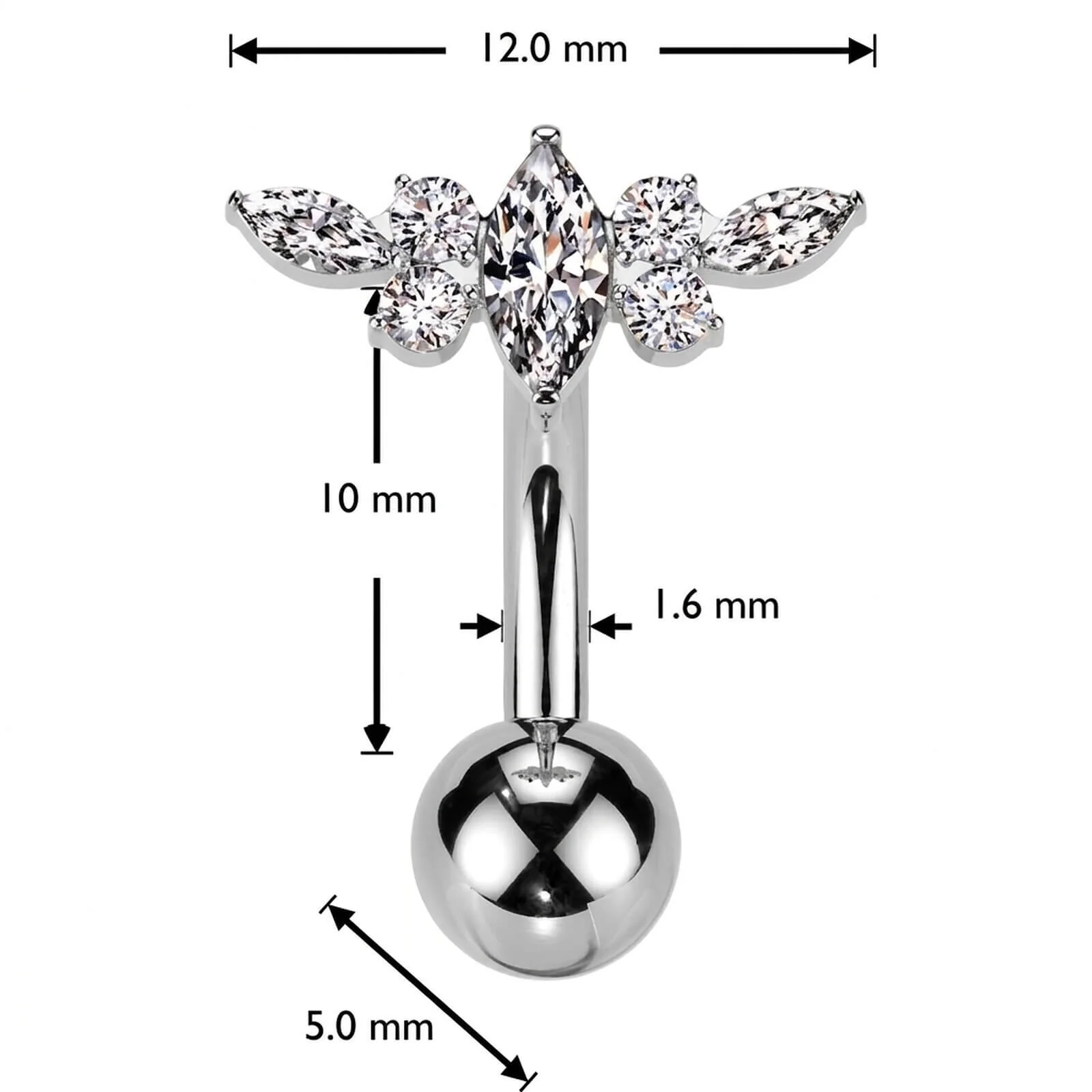 Titan Bauchnabelpiercing Zirkoniasteine Push-In - Image 4
