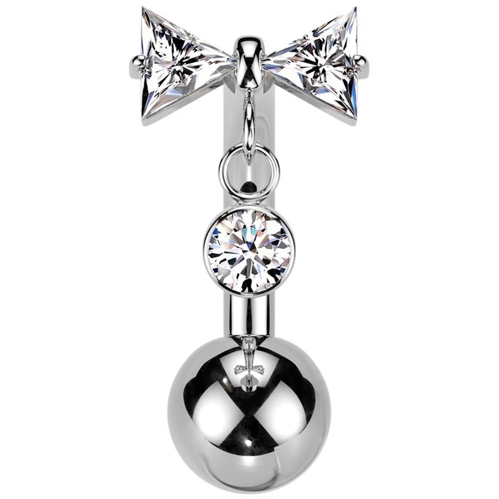Titan Bauchnabelpiercing Anhänger Masche Zirkonia Push-In