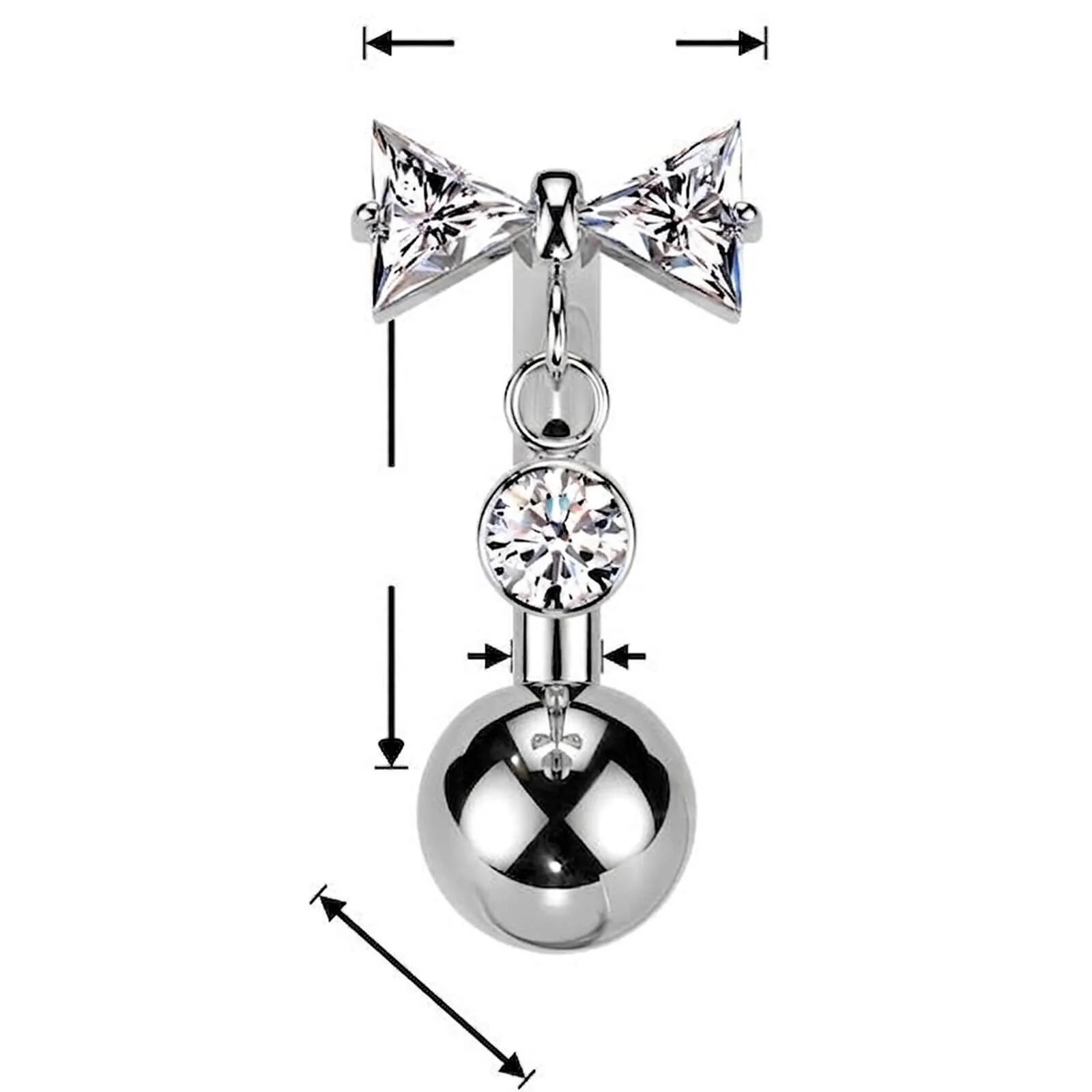Titan Bauchnabelpiercing Anhänger Masche Zirkonia Push-In - Image 4