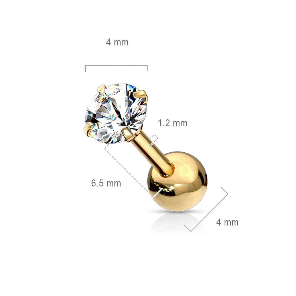 Barbell Zirkonia Rund Krappenfassung - Image 10