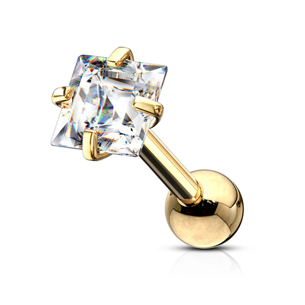 Barbell Zirkonia Quadrat Krappenfassung - Image 3
