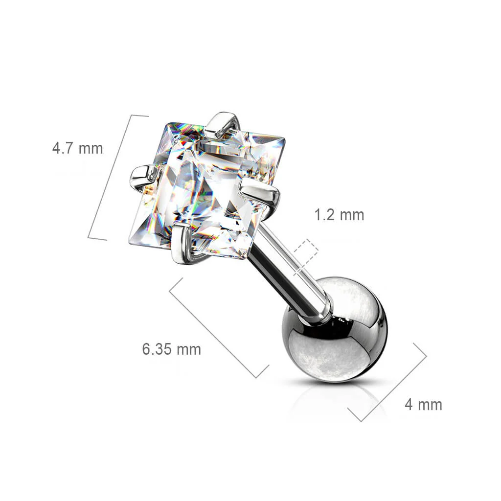 Barbell Zirkonia Quadrat Krappenfassung - Image 8