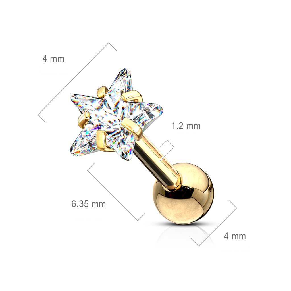 Barbell Zirkonia Stern Krappenfassung - Image 8