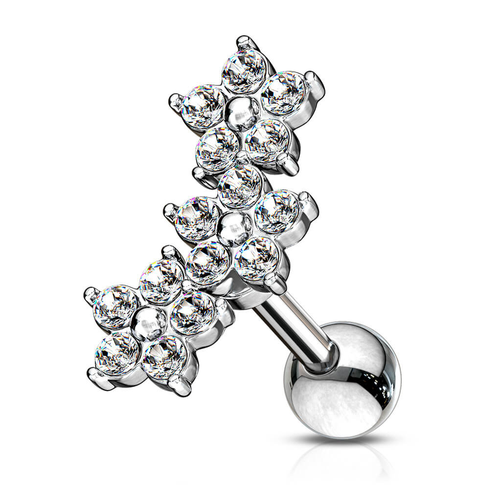 Barbell Blumen Zirkonia Silber - Image 2