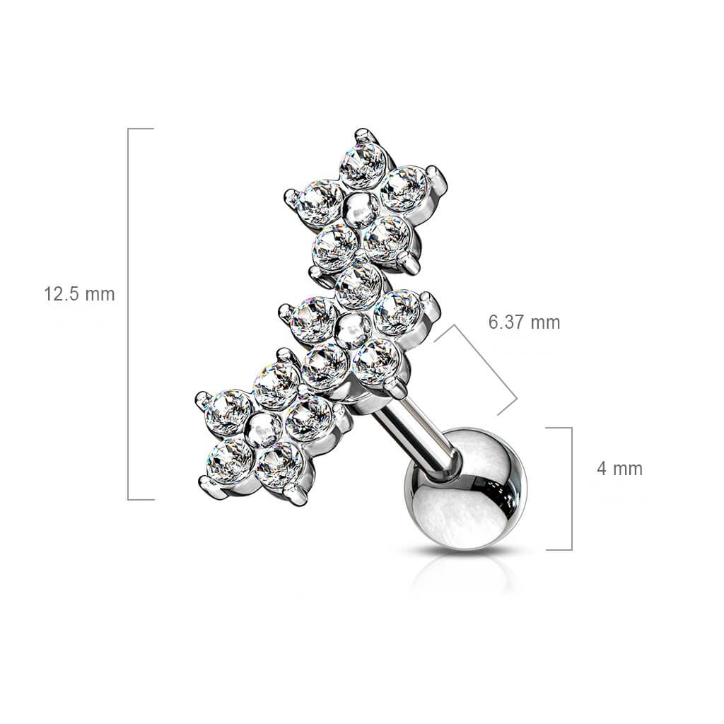 Barbell Blumen Zirkonia Silber - Image 3