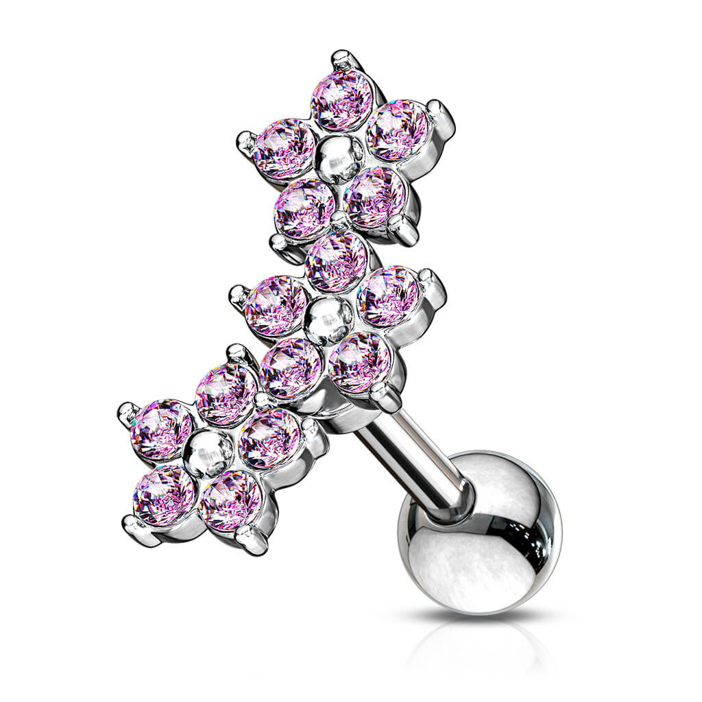 Barbell Blumen Zirkonia Silber - Image 4