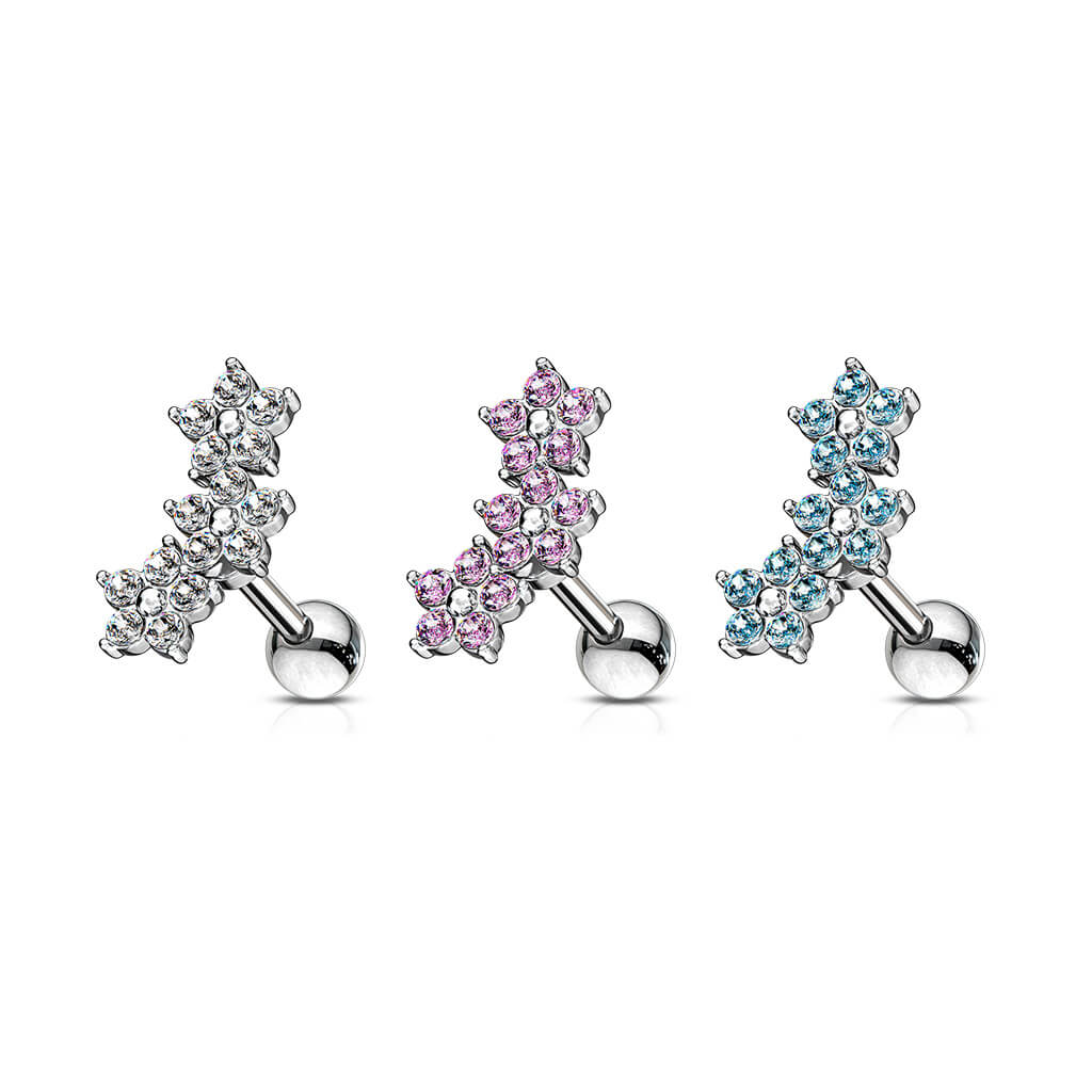Barbell Blumen Zirkonia Silber - Image 5