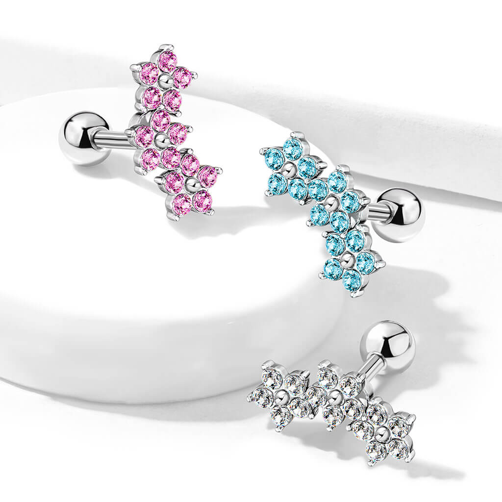 Barbell Blumen Zirkonia Silber - Image 7