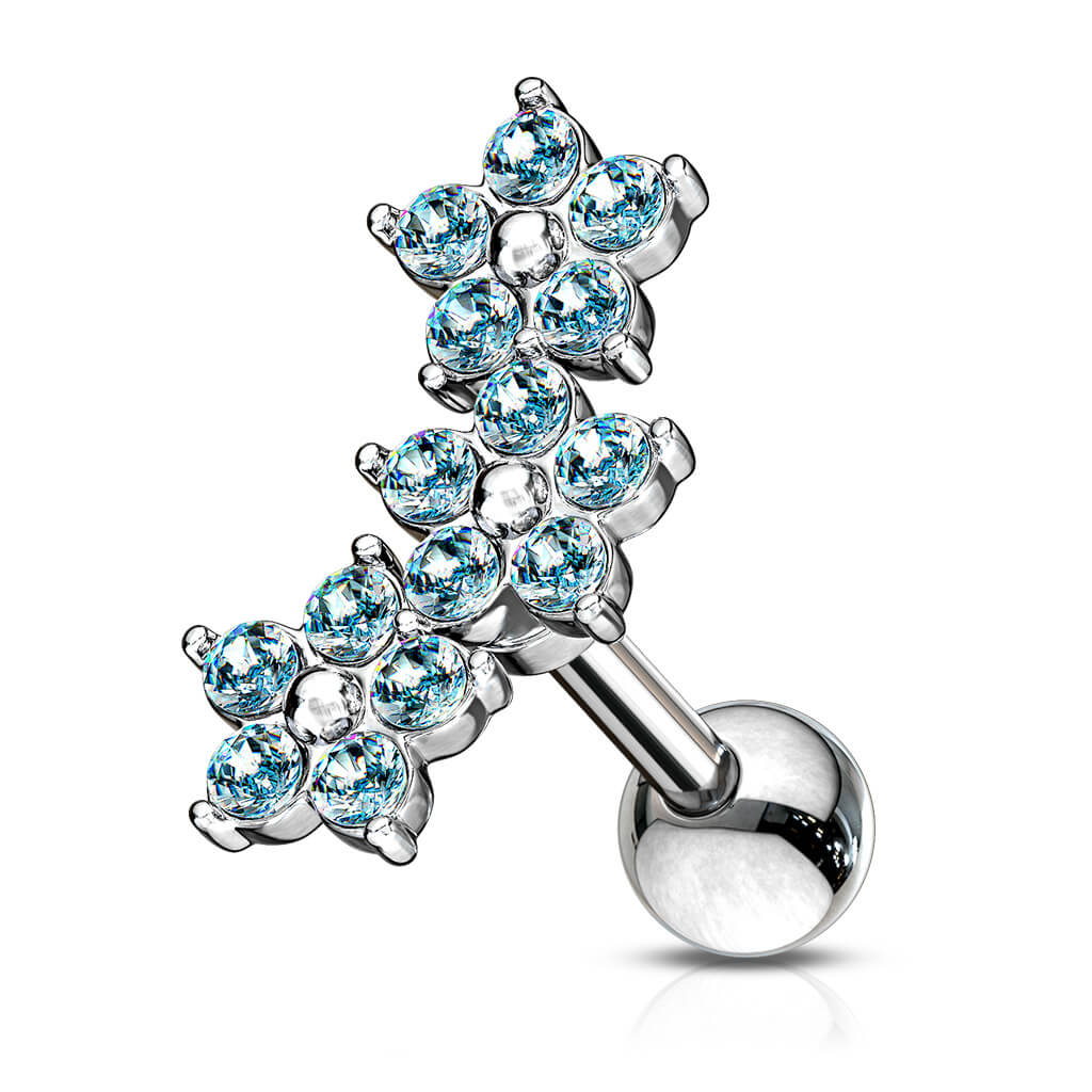 Barbell Blumen Zirkonia Silber - Image 8